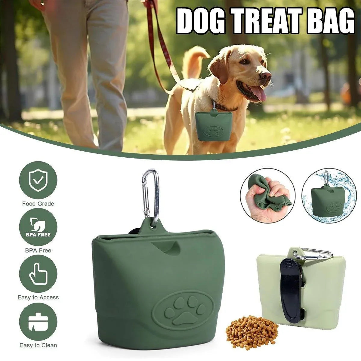 Portable Dog Food Bag Outdoor Walking Travel Feeding Pouch Pet
