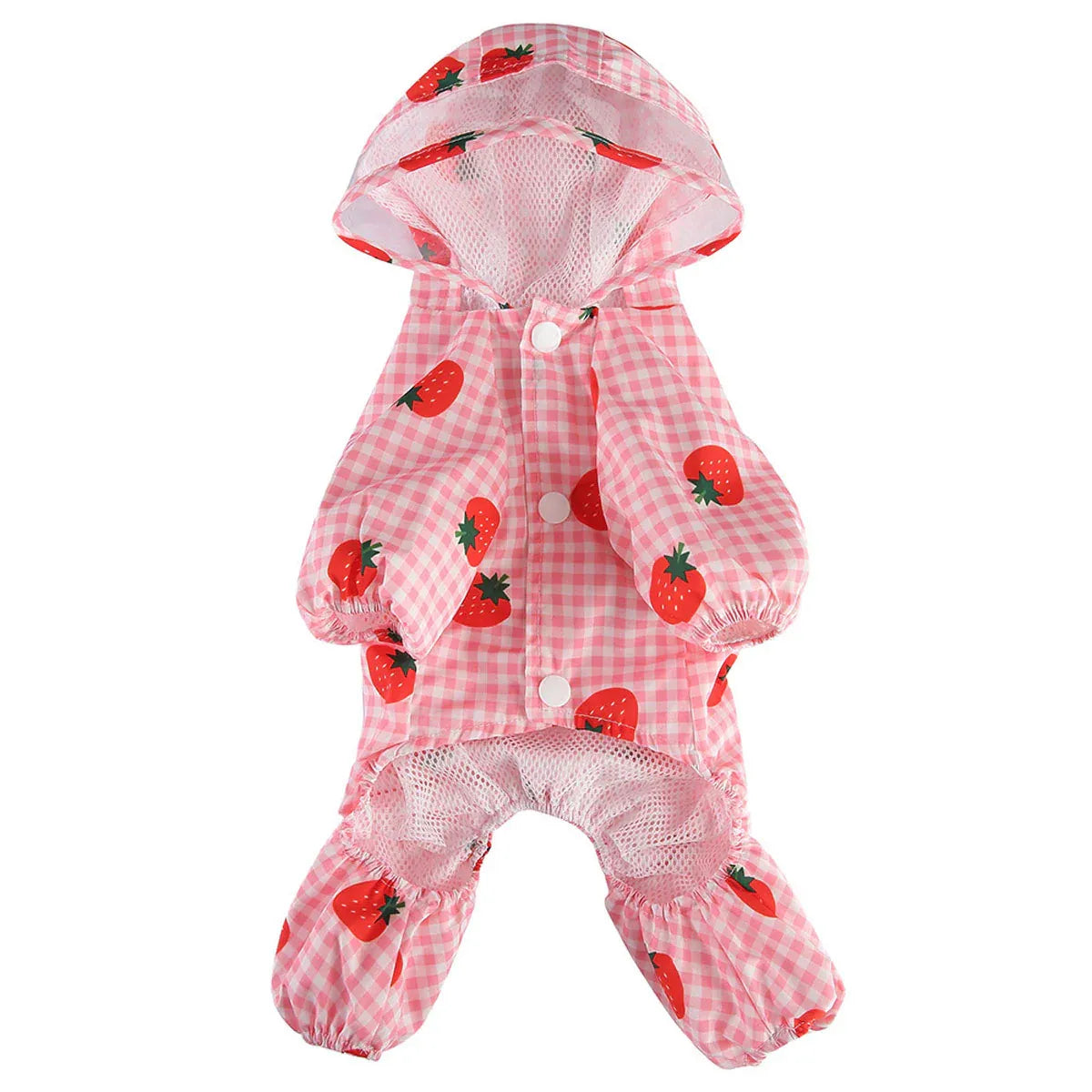 Strawberry Checkered Cat Raincoat Outdoor Rainy Days Dog Raincoat