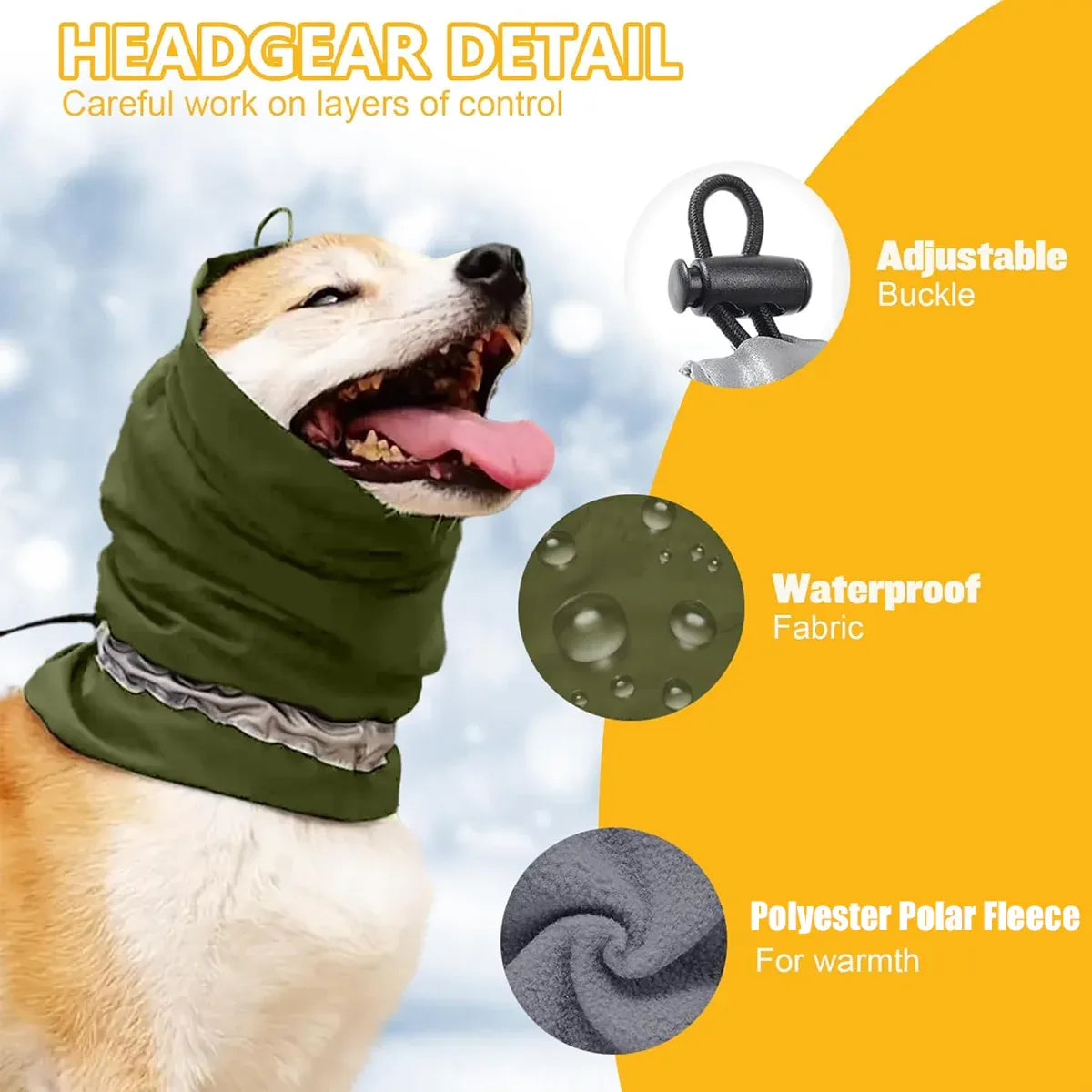 Winter Dog Head Cover Dog Scarf Set Cold Proof Warm Soft