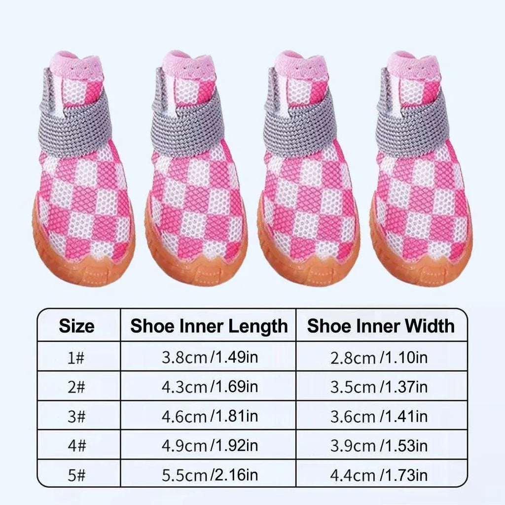 4pcs Breathable Mesh Dog Shoes Small Pets Puppy Paw Protection Summer