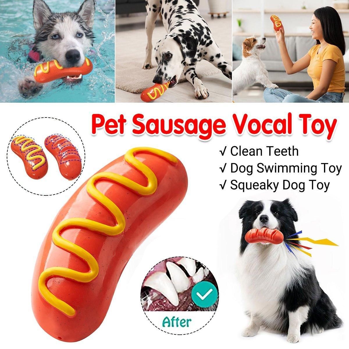 Dog Chew Toy Baked Sausage Ham Squeaky Pet Toy Bite Resistant