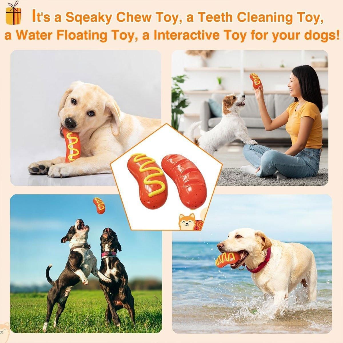 Dog Chew Toy Baked Sausage Ham Squeaky Pet Toy Bite Resistant