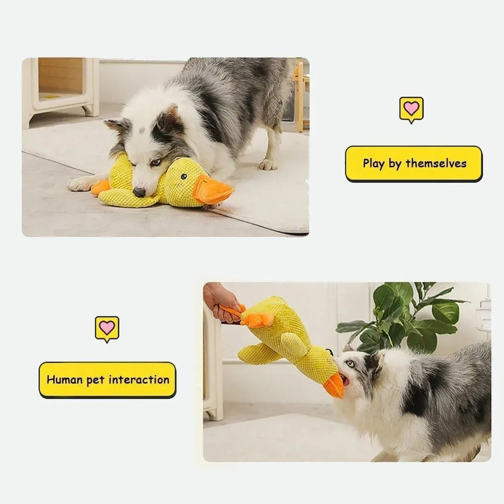 Plush Cartoon Duck Dog Toy Interactive Squeaky Pet Toy Durable Fun