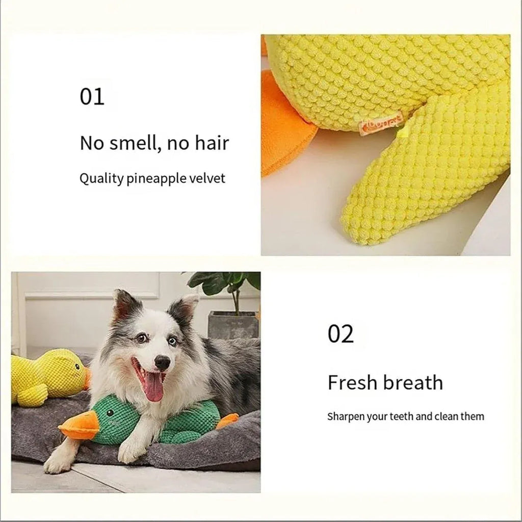 Plush Cartoon Duck Dog Toy Interactive Squeaky Pet Toy Durable Fun