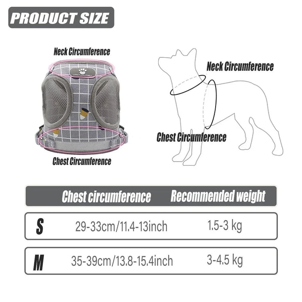 Grey Kitten Dog Cat Walking Harness Lead Leash Collar Pet Vest Mesh