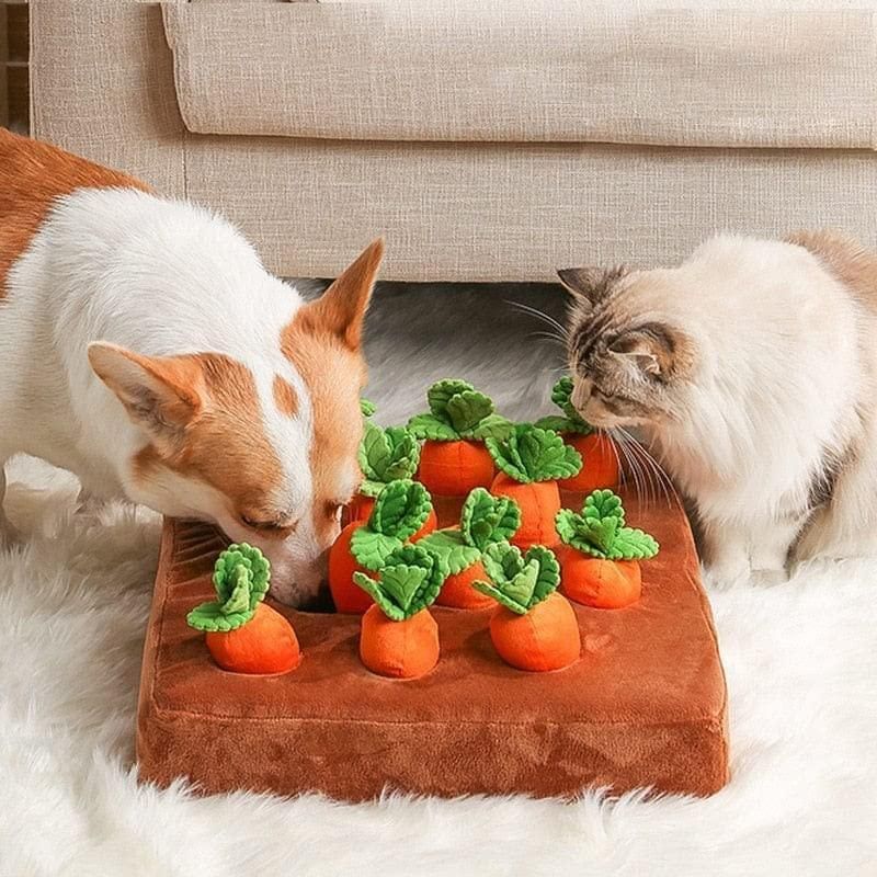 Carrot Plush Dog Toy Foraging Interactive Puzzle Mat