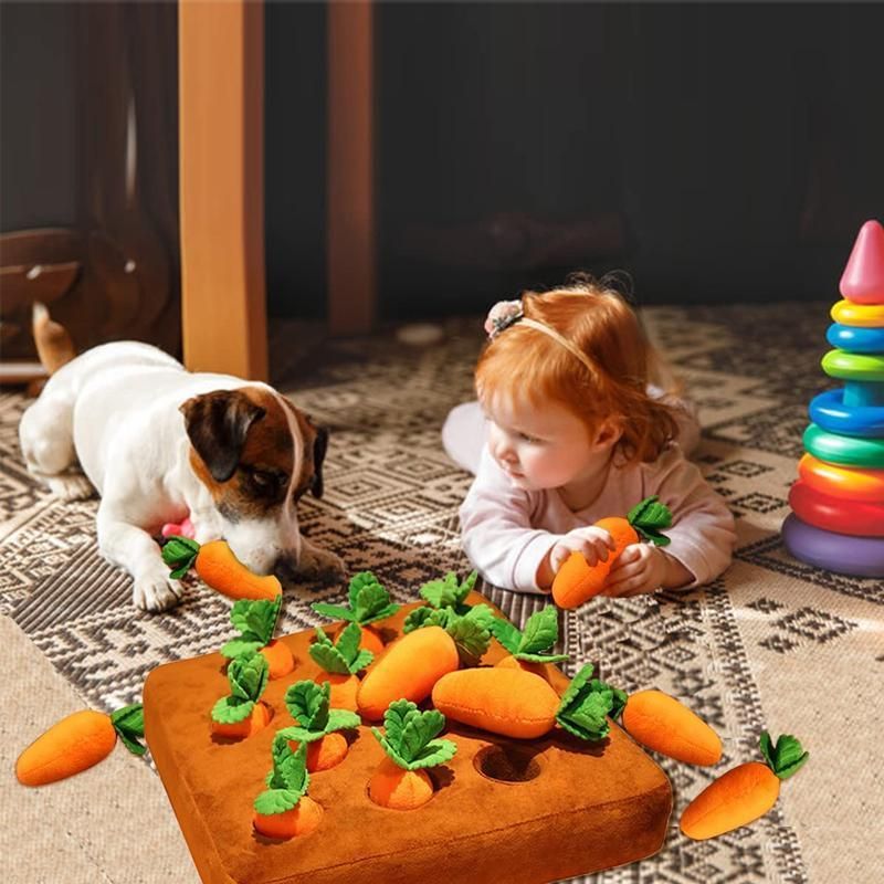 Carrot Plush Dog Toy Foraging Interactive Puzzle Mat