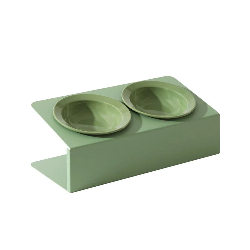 Ceramic Slanted Double Pet Bowl Cat Dog Food Water Bowl Non-Slip