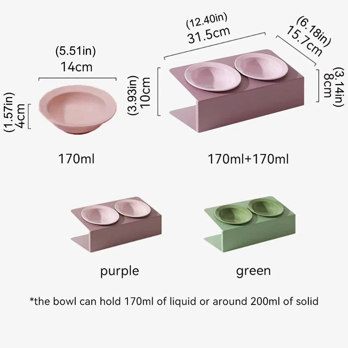 Ceramic Slanted Double Pet Bowl Cat Dog Food Water Bowl Non-Slip