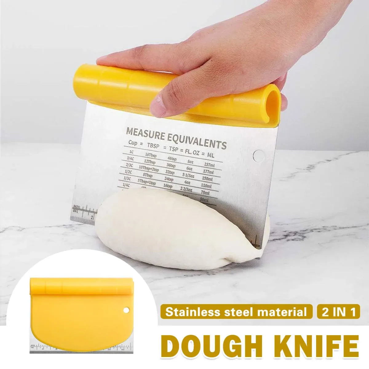 Stainless Steel Bench Scraper and Noodle Cutter with Scale