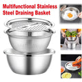 Stainless Steel 3-in-1 Colander Basin with Grater and Slicer, 25.5 cm