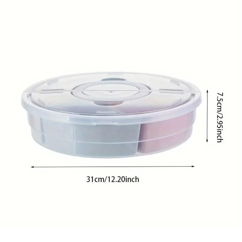 Clear Round Snack and Fruit Tray with Lid, 5 Compartments, 31 cm