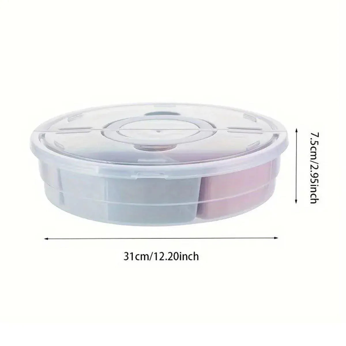 Clear Round Snack and Fruit Tray with Lid, 5 Compartments, 31 cm