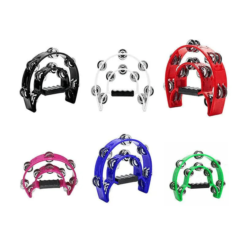 Double Half Moon Handheld Tambourine, 23 x 20 cm