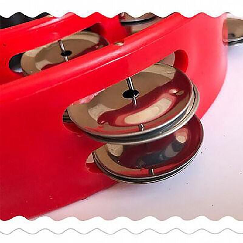 Double Half Moon Handheld Tambourine, 23 x 20 cm