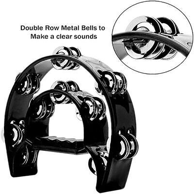 Double Half Moon Handheld Tambourine, 23 x 20 cm
