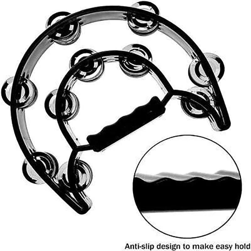 Double Half Moon Handheld Tambourine, 23 x 20 cm