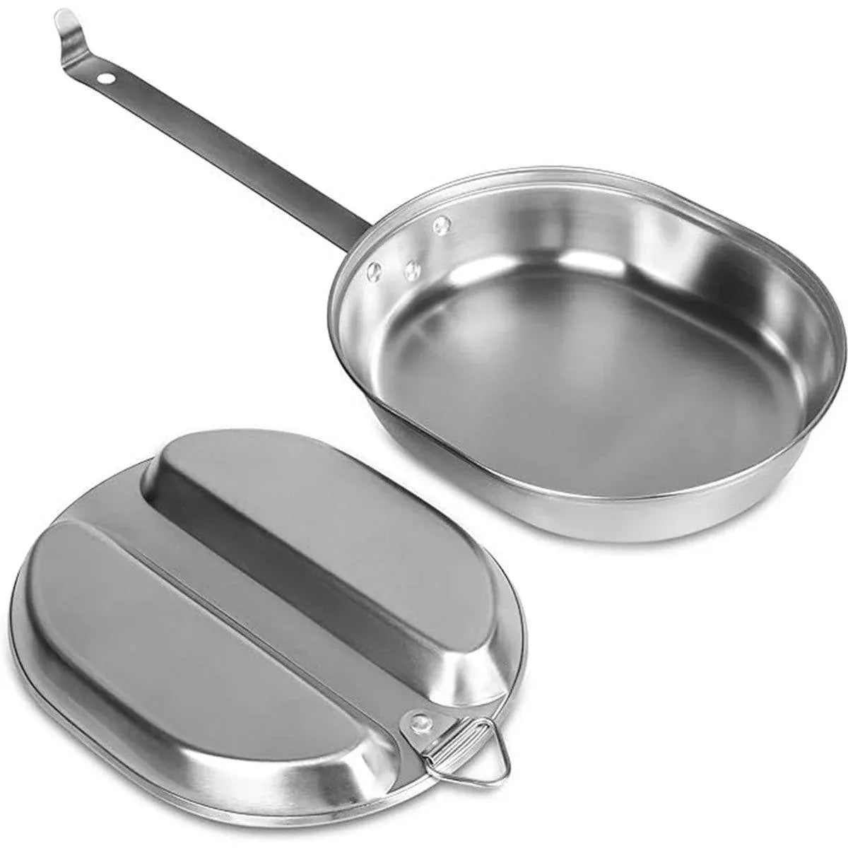 Portable Outdoor Stainless Steel Lunch Box Long Handle Oval