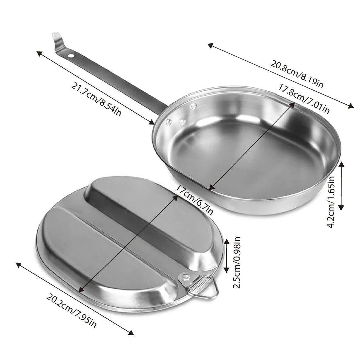 Portable Outdoor Stainless Steel Lunch Box Long Handle Oval
