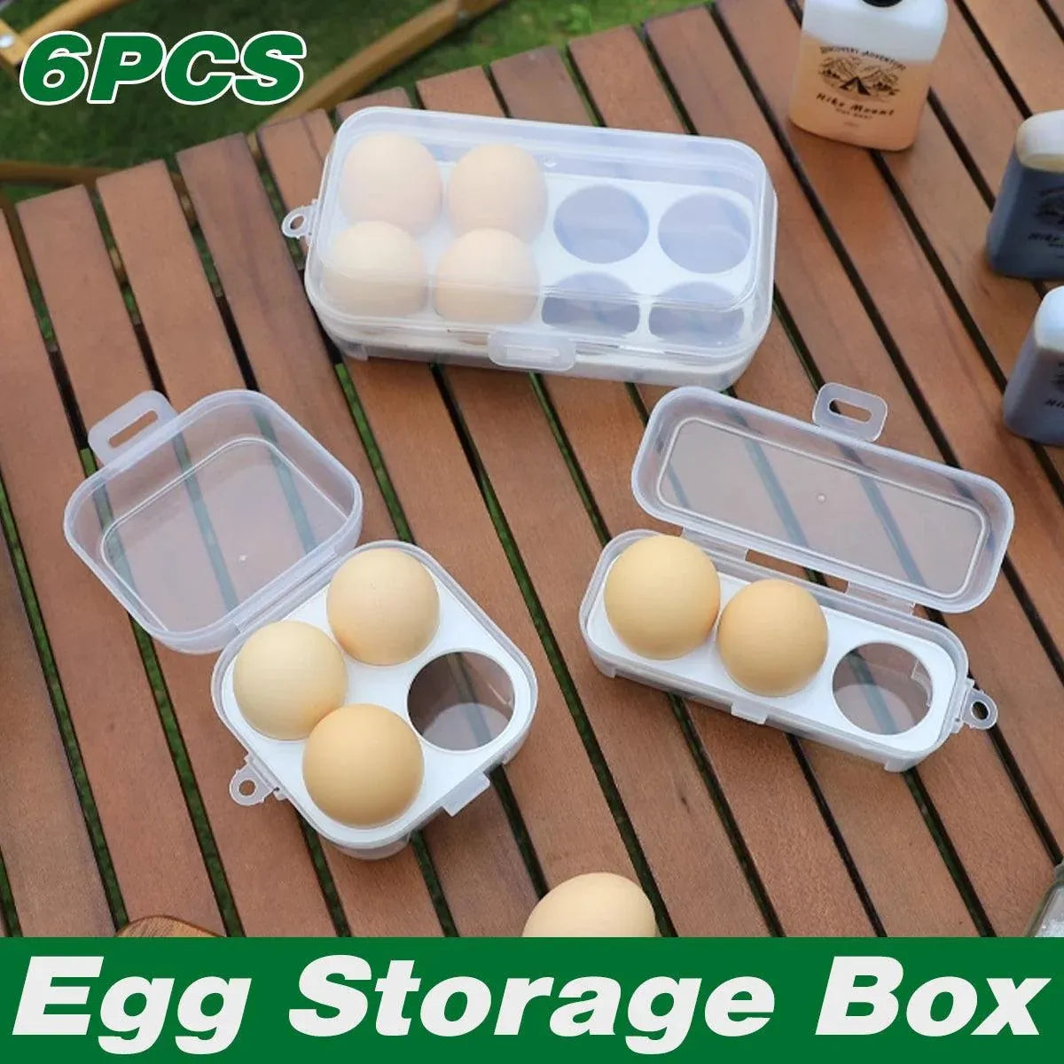 6PCS Portable Egg Storage Box Shockproof Sealed Plastic With Lid