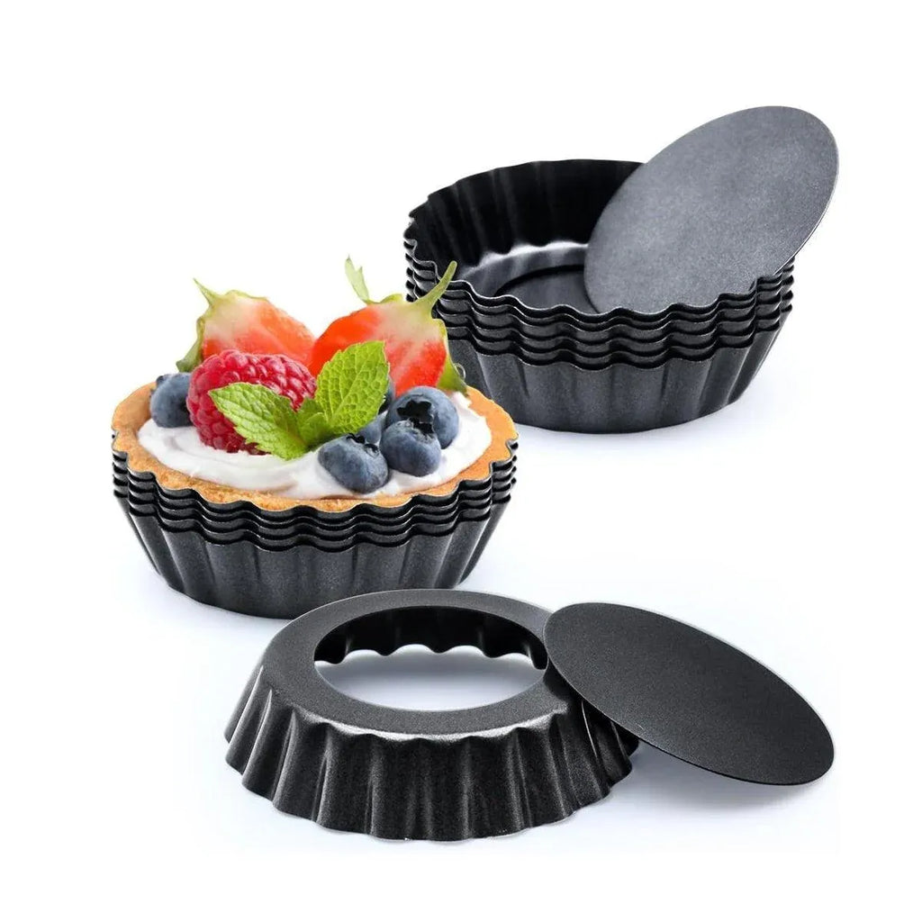 Mini Tart Moulds with Removable Base, 10 cm, Set of 12