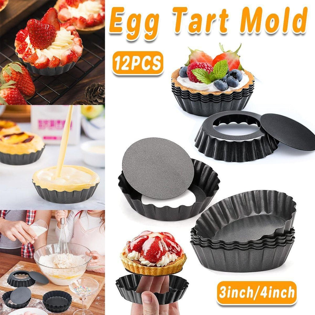 Mini Tart Moulds with Removable Base, 10 cm, Set of 12