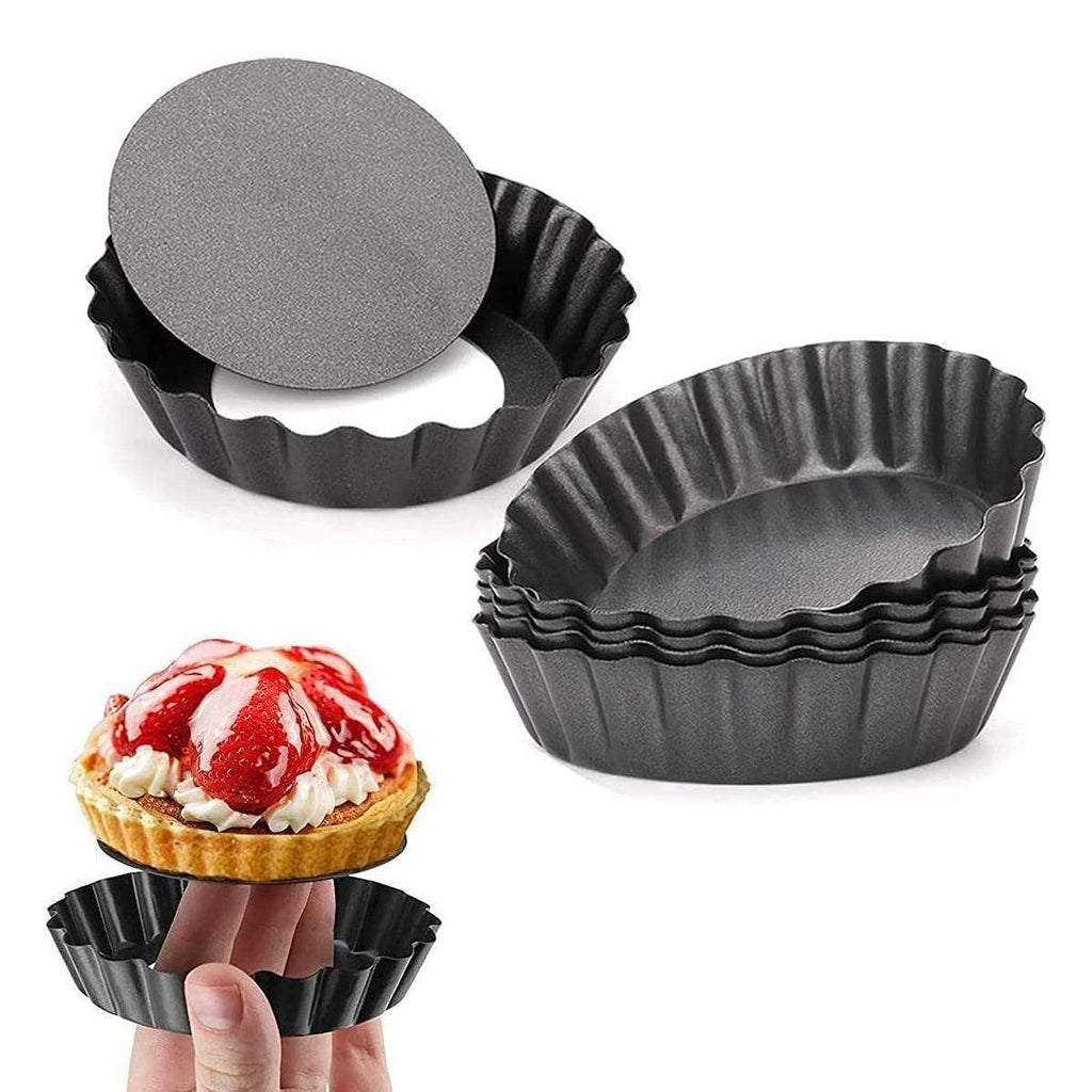 Mini Tart Moulds with Removable Base, 10 cm, Set of 12