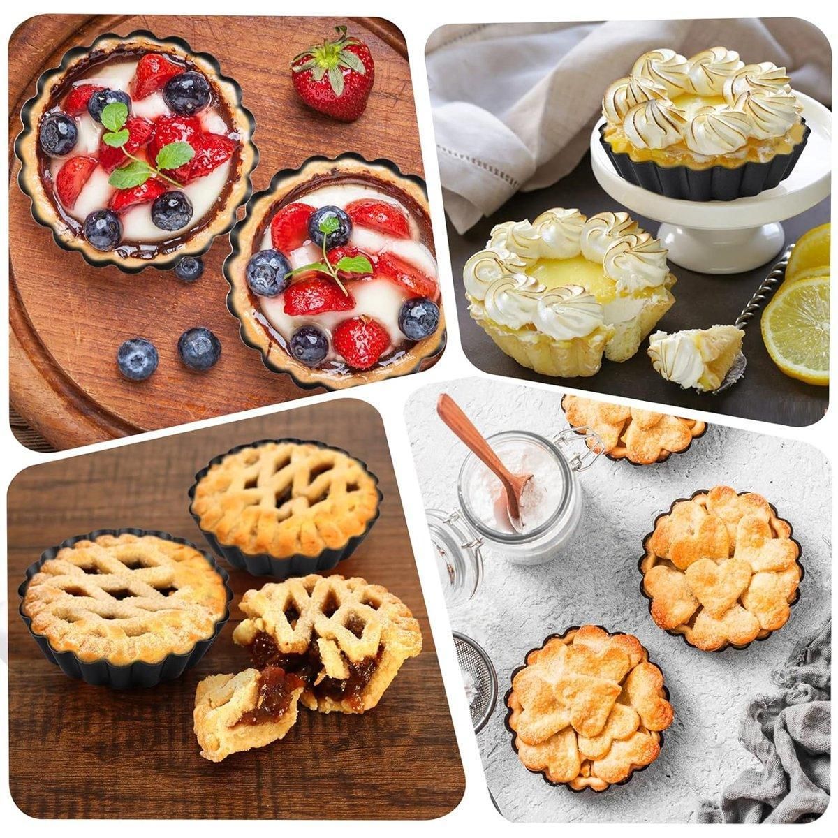 Mini Tart Moulds with Removable Base, 10 cm, Set of 12