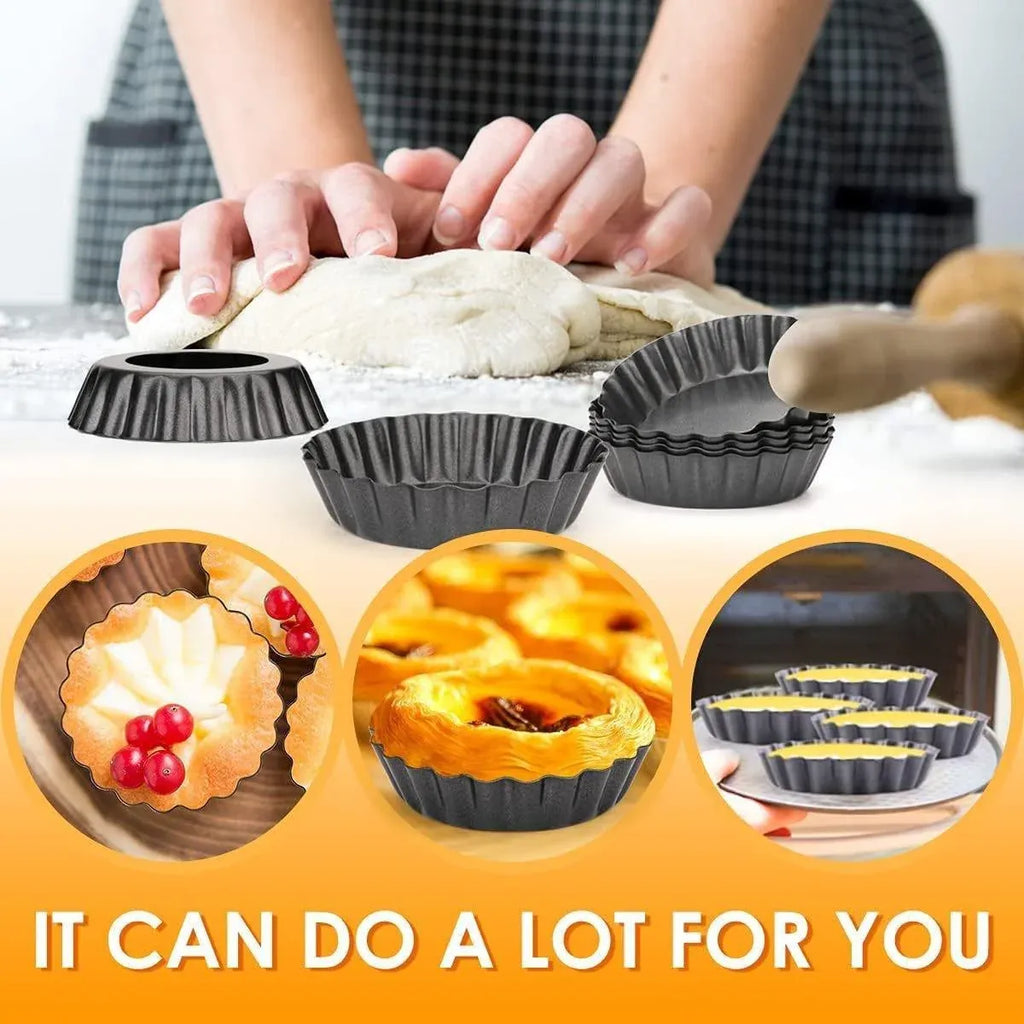 Mini Tart Moulds with Removable Base, 10 cm, Set of 12