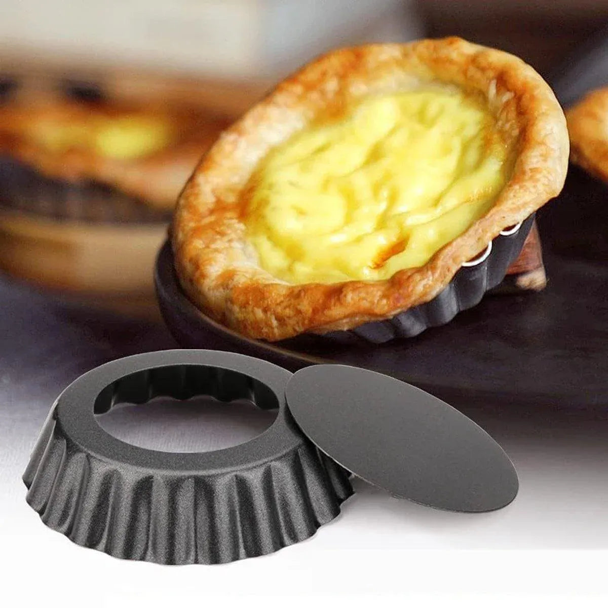 Mini Tart Moulds with Removable Base, 10 cm, Set of 12