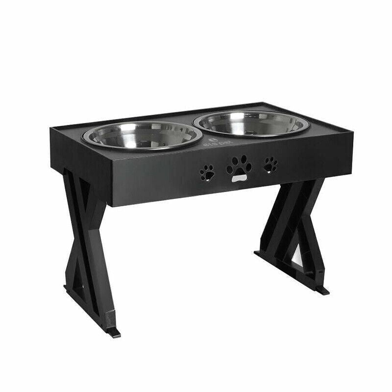 Elevated Pet Feeder Food Water Double Bowl Adjustable Height Raised