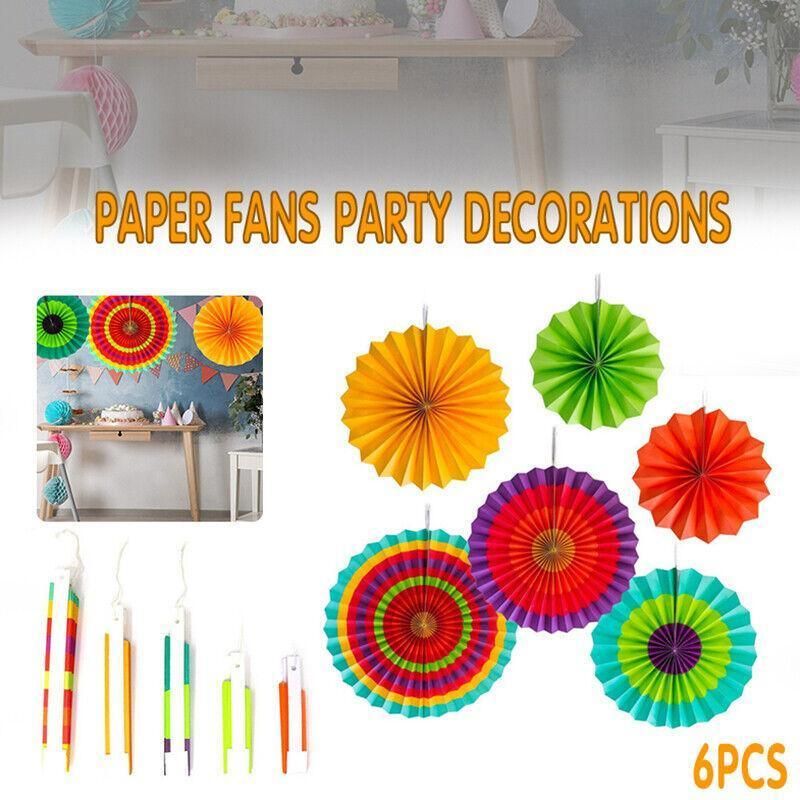 Hanging Paper Fan Decorations, 6 Pack