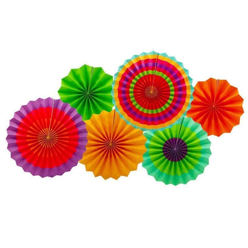 Hanging Paper Fan Decorations, 6 Pack