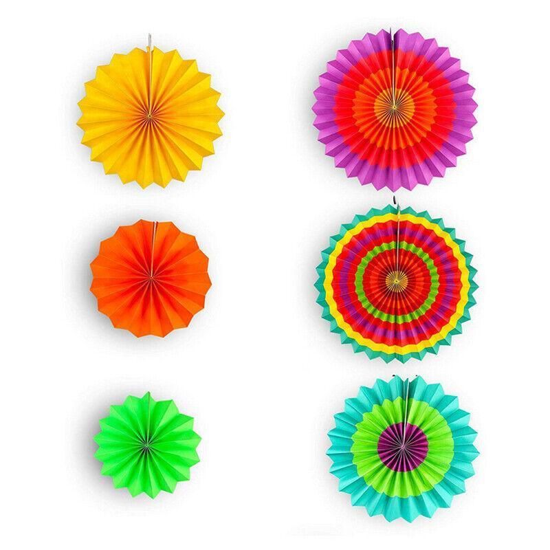 Hanging Paper Fan Decorations, 6 Pack