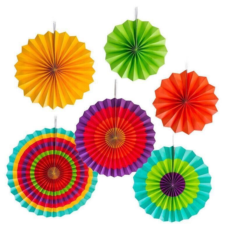 Hanging Paper Fan Decorations, 6 Pack
