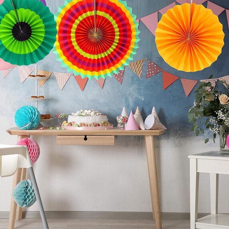 Hanging Paper Fan Decorations, 6 Pack