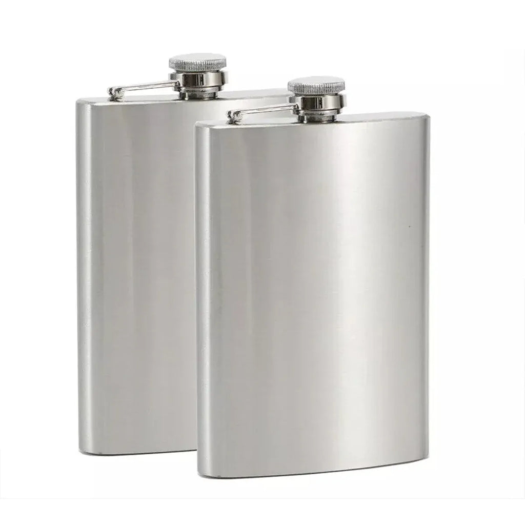 Stainless Steel Hip Flask with Screw Cap, 10 oz, 2 Pack
