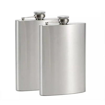 Stainless Steel Hip Flask with Screw Cap, 10 oz, 2 Pack