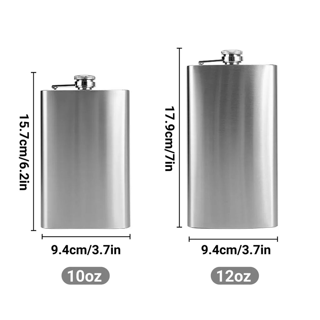 Stainless Steel Hip Flask with Screw Cap, 12 oz