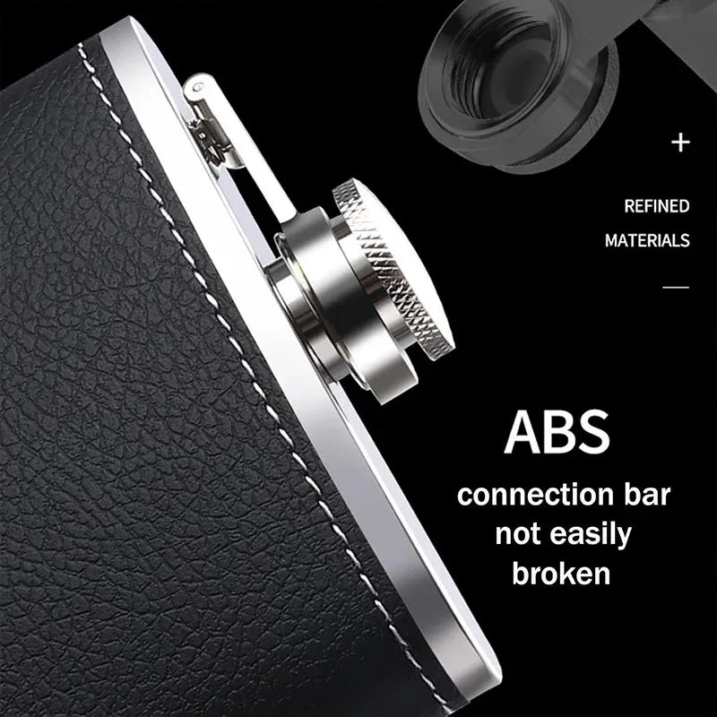 PU Leather Stainless Steel Hip Flask Set with 4 Cups, 8 oz