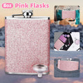 Glitter Pink Stainless Steel Hip Flask, 8 oz