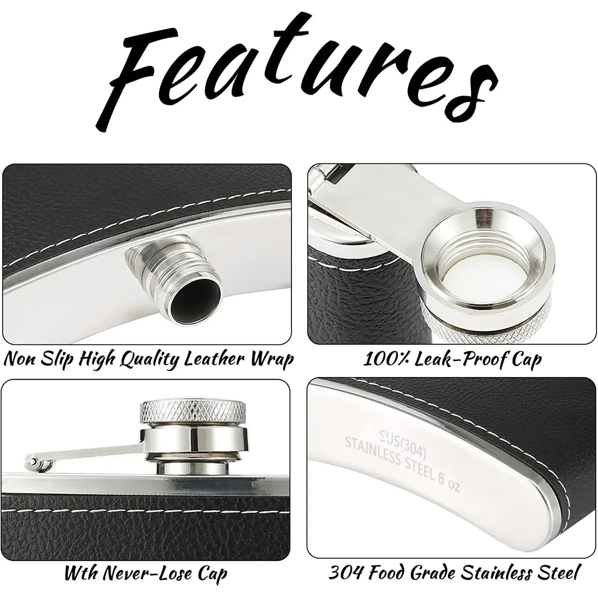 Stainless Steel Hip Flask Set with Shot Cups, Yellow Pattern, 236 ml