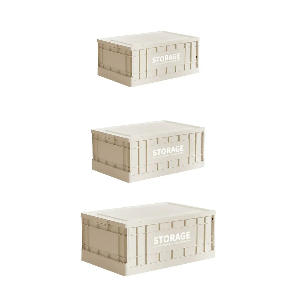 Foldable Plastic Storage Box, Beige
