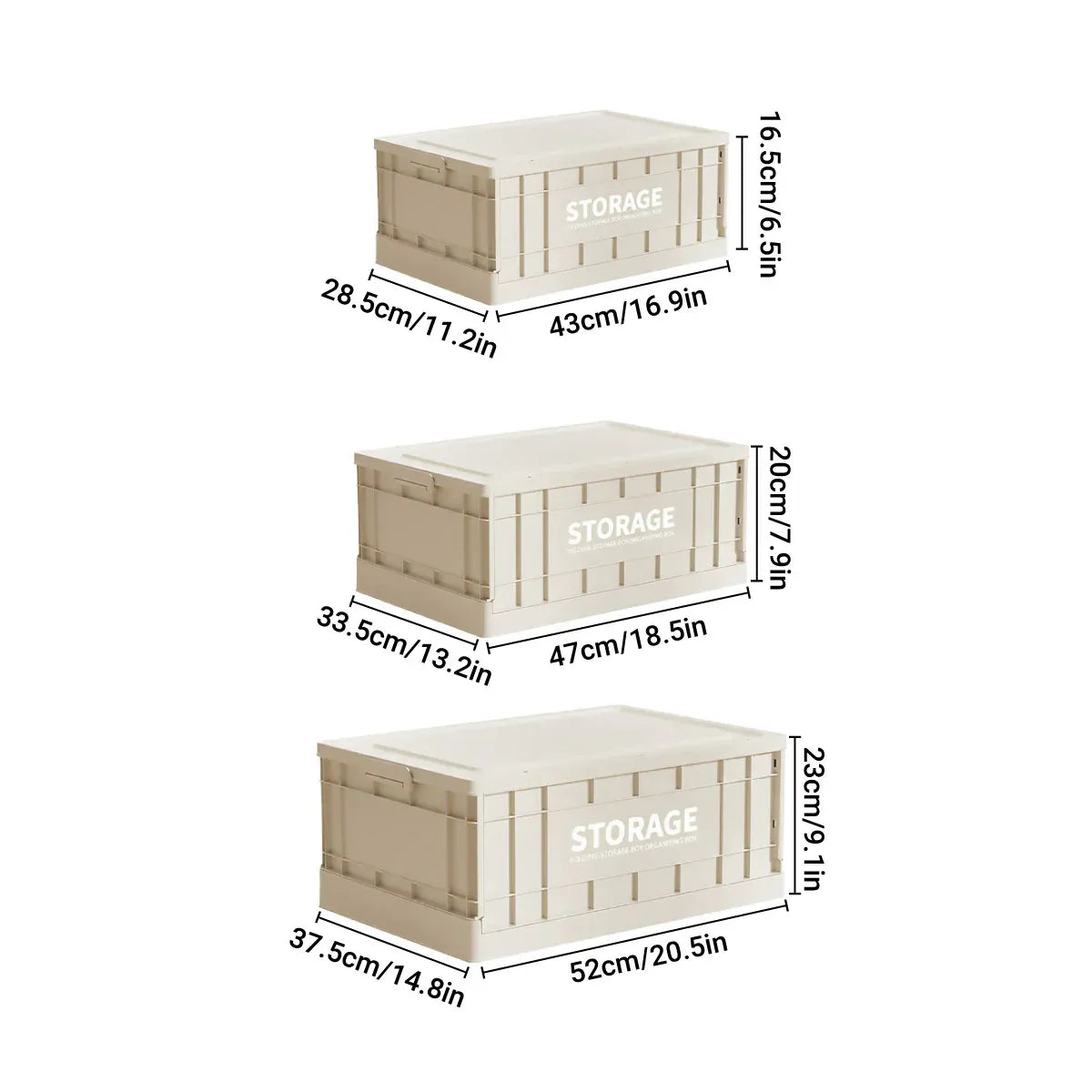 Foldable Plastic Storage Box, Beige