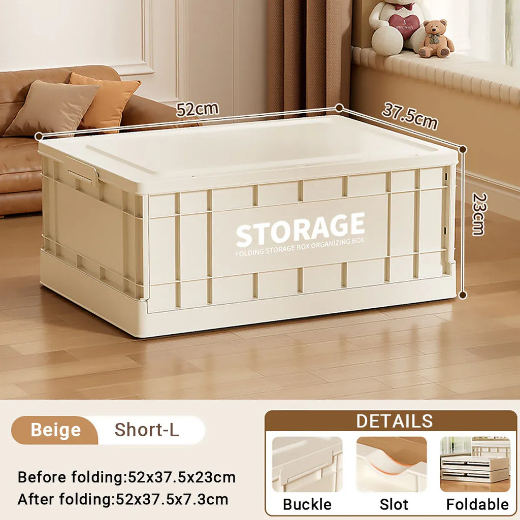 Foldable Plastic Storage Box, Beige