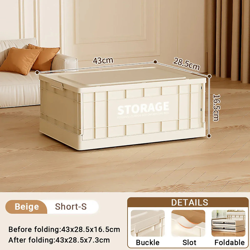 Foldable Plastic Storage Box, Beige