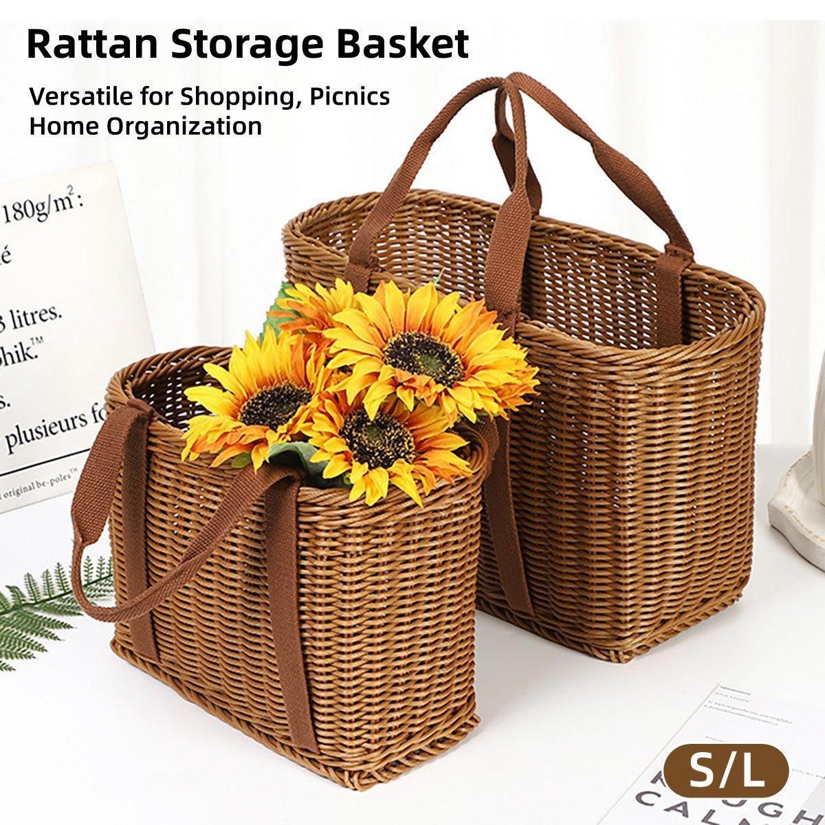 Imitation Rattan Woven Basket Shopping Basket Fruit Vegetable Storage