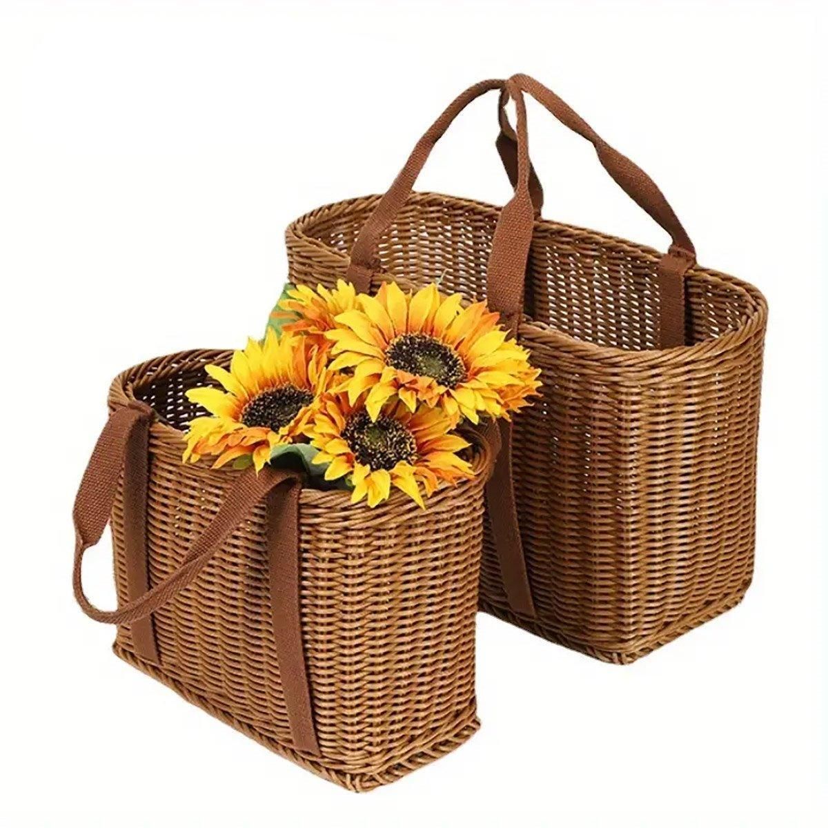 Imitation Rattan Woven Basket Shopping Basket Fruit Vegetable Storage