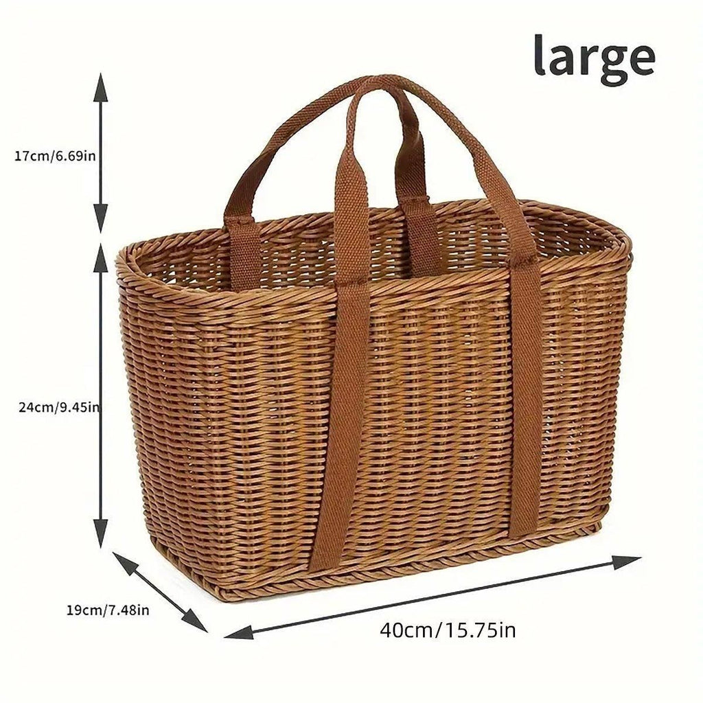 Imitation Rattan Woven Basket Shopping Basket Fruit Vegetable Storage