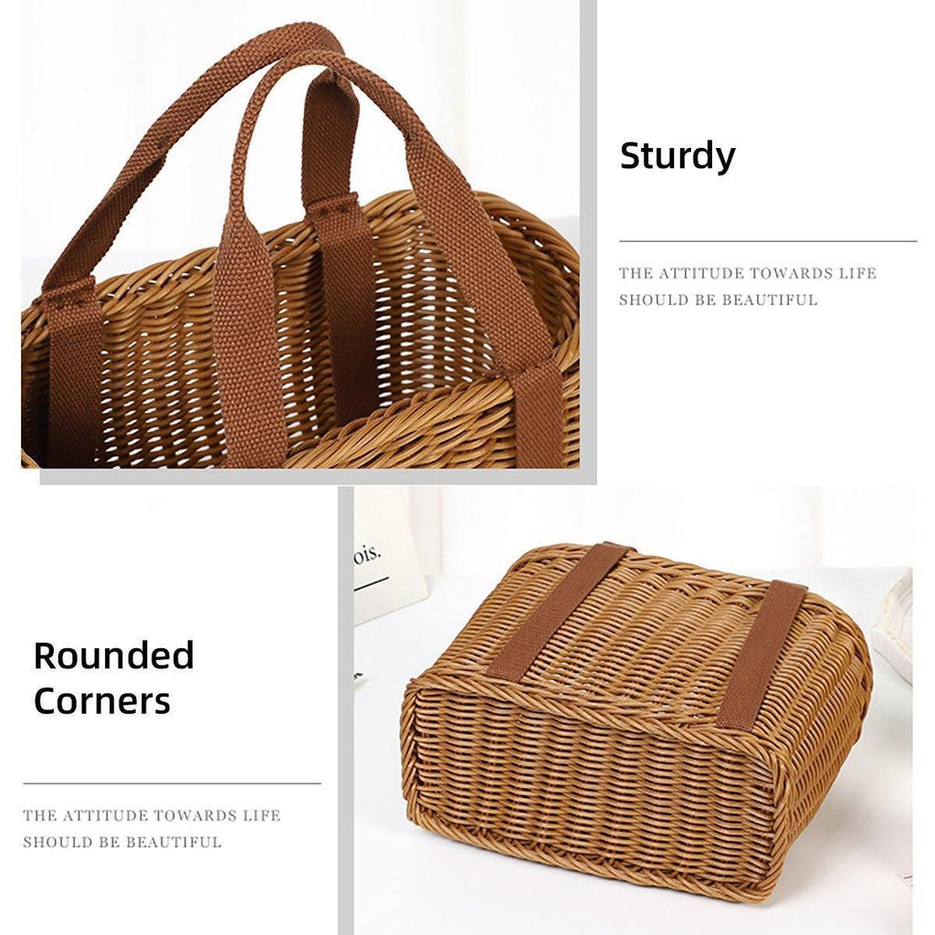 Imitation Rattan Woven Basket Shopping Basket Fruit Vegetable Storage
